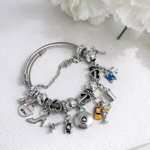 Sterling Silver Cuff Bracelet w/ Charms